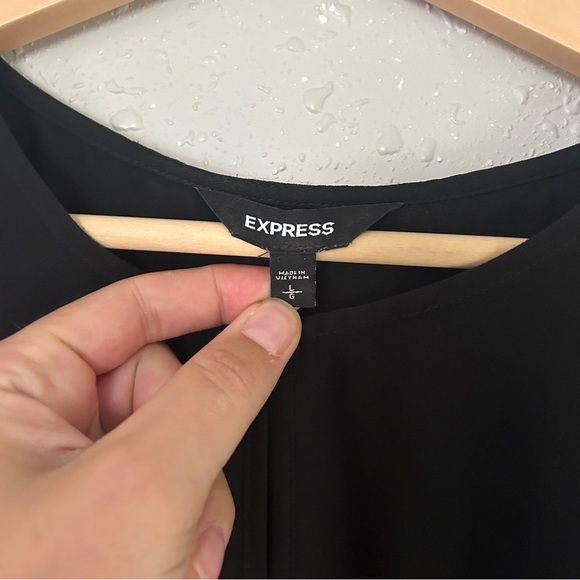 Express Classic Black Blouse Ruffle Cold Shoulder Formal Neutral Large - Picture 3 of 8